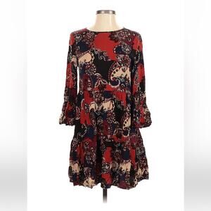 Apricot ruffled sleeve paisley dress, size 6 or 8